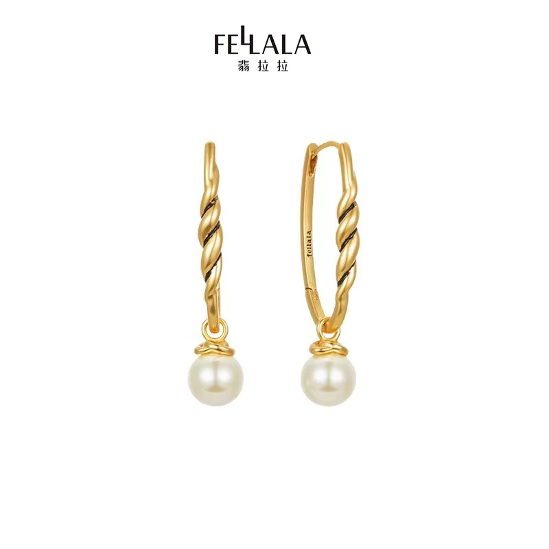 Fellala/翡拉拉「编织」系列复古优雅轻奢耳饰
