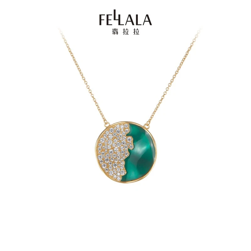 Fellala/翡拉拉「绿光」系列轻奢法式百搭气质感珐琅优雅锁骨链