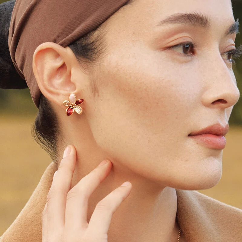 Fellala/ 翡拉拉「灵兰」系列立体石斛兰花耳钉