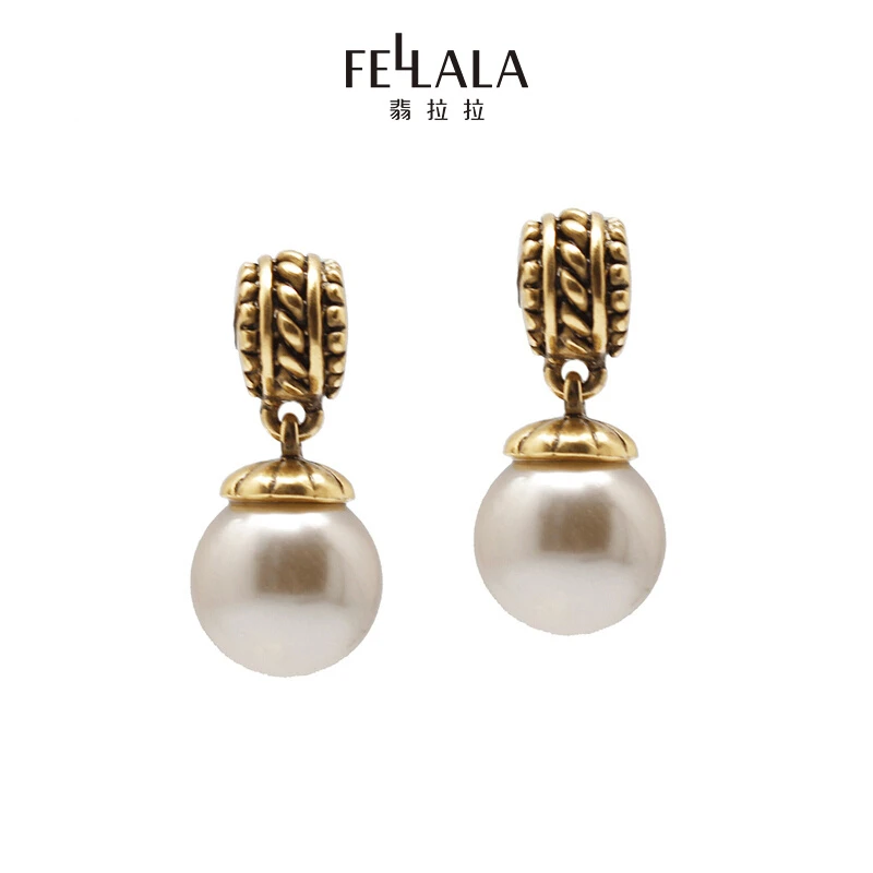 Fellala「简珍珠」系列复古耳环手工做旧珍珠耳饰小众气质耳坠