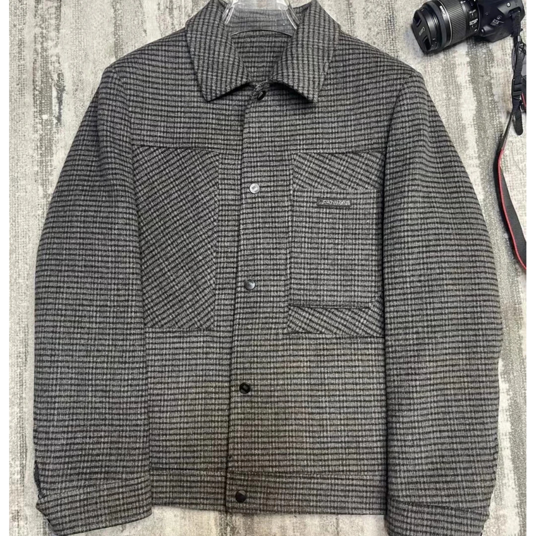 新款冬季外套时尚高档保暖格子男士经典夹克