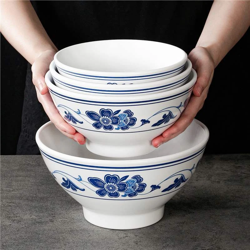 青花密胺餐具麻辣烫碗拉面大碗塑料面碗商用汤面面条面馆专用汤碗