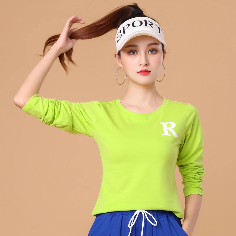 春秋广场舞服装曳步舞休闲长袖团体表演服啦啦队健身操灯笼裤WD