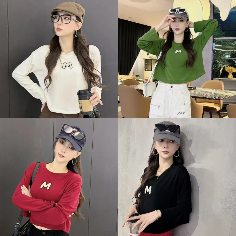 秋冬新款广场舞莫代尔棉短款宽松长袖女时尚百搭显瘦字母衣CXD