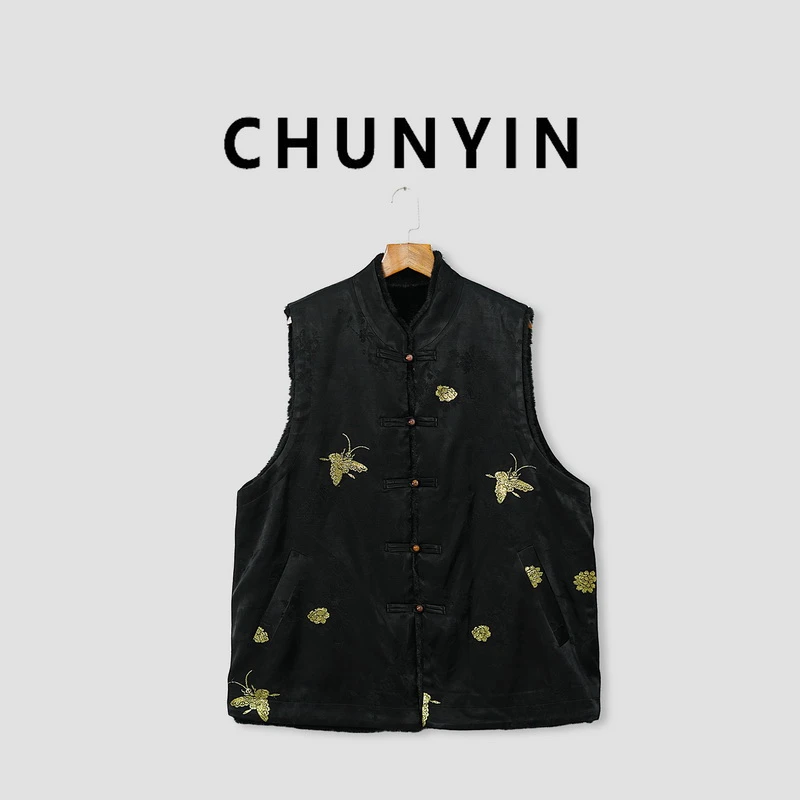 李理LELE『黑金蝴蝶·双面穿』休闲时尚个性气质百搭宽松马甲29308