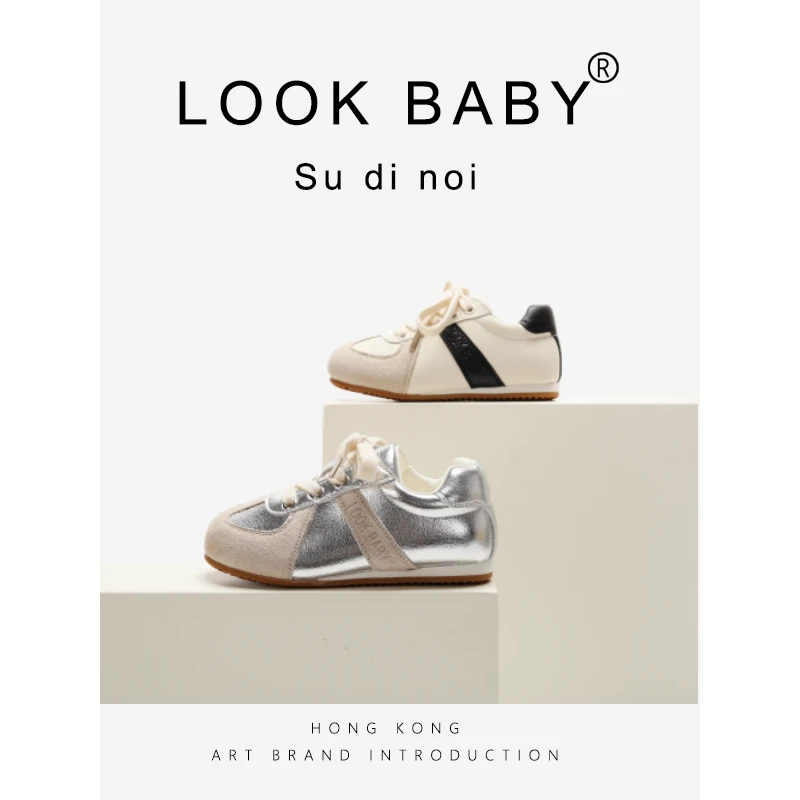 LOOKBABY/璐可贝贝字母儿童真皮大头德训鞋宝宝软底亲子童鞋3247