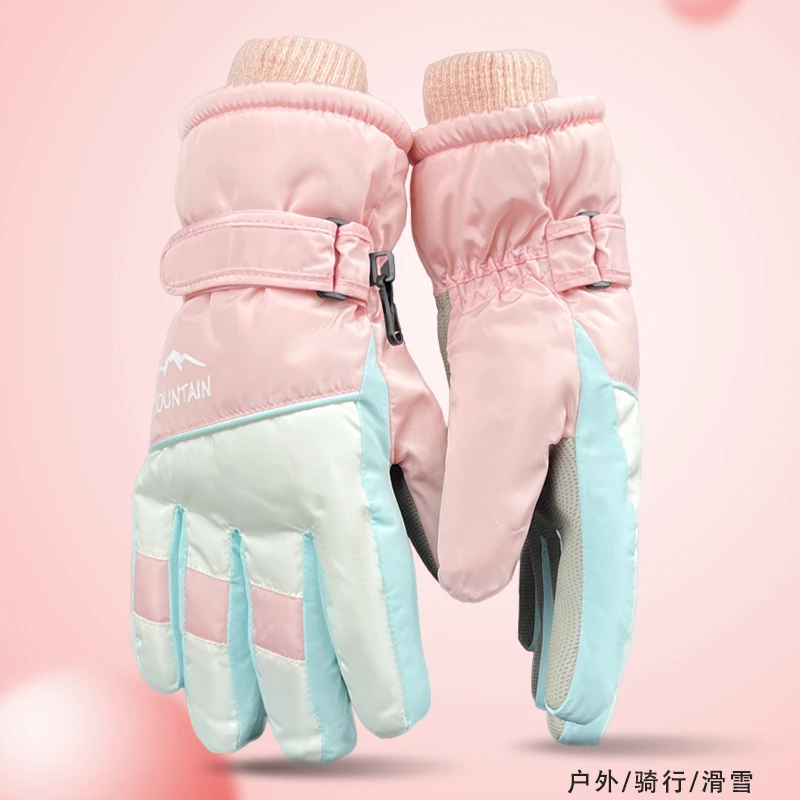 全掌触屏滑雪手套女冬季户外骑行电动车防风防水防寒加绒加厚保暖