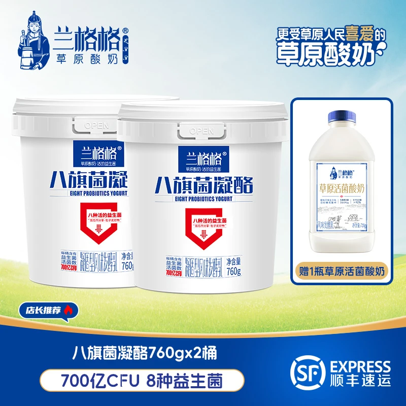 兰格格八旗菌凝酪760g*2内蒙古低温酸奶八种益生菌