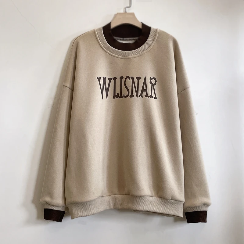 加绒加厚保暖百搭休闲卫衣长袖时尚宽松2024冬季新款YX104740