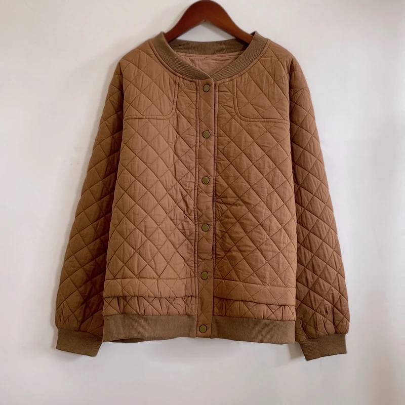 加厚保暖菱格休闲棉衣外套百搭宽松洋气简约2024冬季新款YX104814