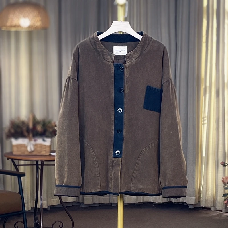 2023冬季加厚长袖牛仔时尚休闲百搭复古宽松立领保暖棉服YX103155