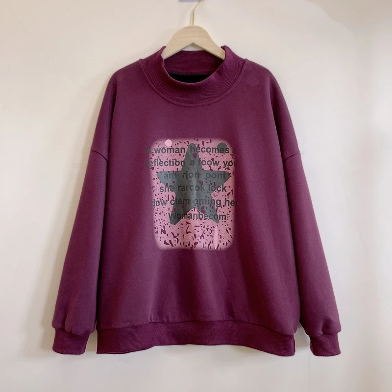 加绒加厚卫衣时尚休闲百搭女士宽松长袖保暖2024秋冬新款YX104573