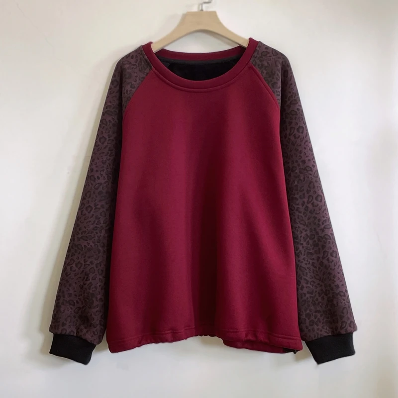 加绒加厚卫衣长袖时尚女士休闲宽松保暖拼接2024秋冬新款YX104585