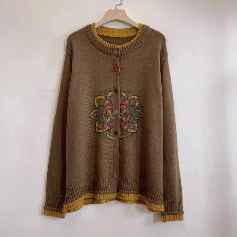 简约基础百搭休闲毛衣开衫时尚宽松提花2024冬季新款YX104805