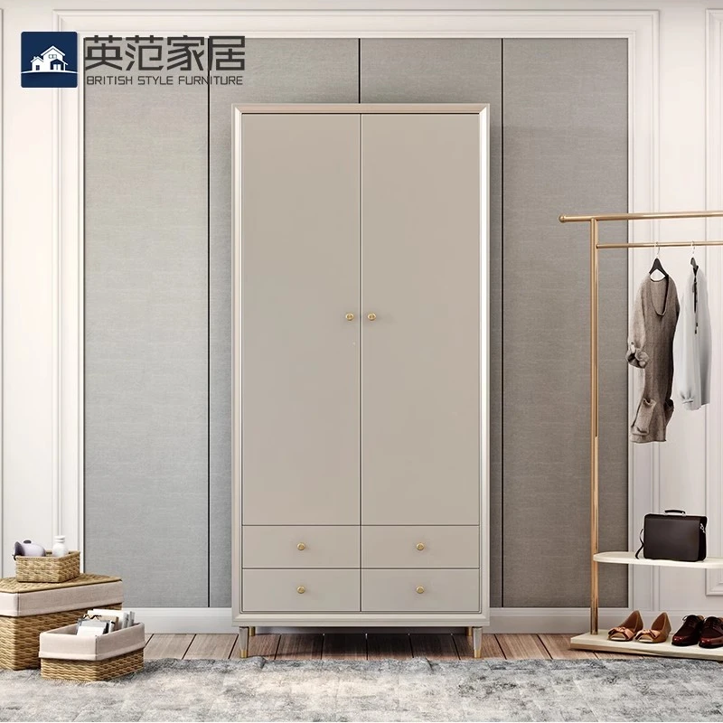 英范美式实木衣柜家用现代简约主卧小户型轻奢卧室组装收纳大衣柜