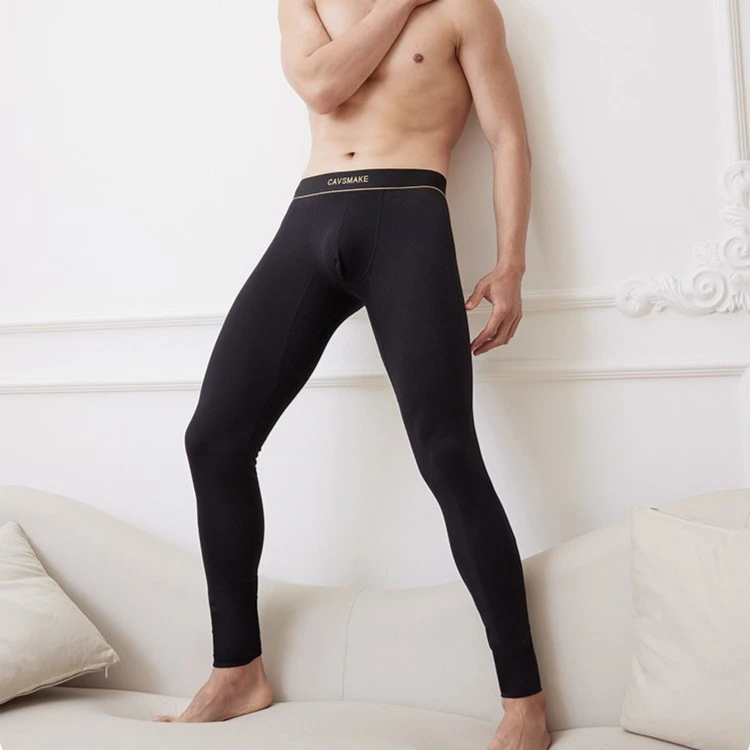 新款纯棉男士秋裤秋冬薄款保暖裤紧身线裤潮流打底衬裤男免穿内裤