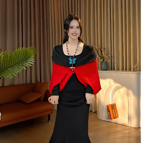 2024洋气新款显瘦气质轻奢时尚百搭披肩宽松气质拼色洋气潮流针织