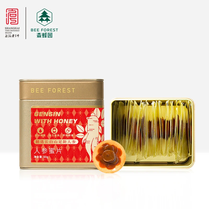 森蜂园长白山人参蜜片60g/盒 即食冲泡参茶切片人参片天然滋补