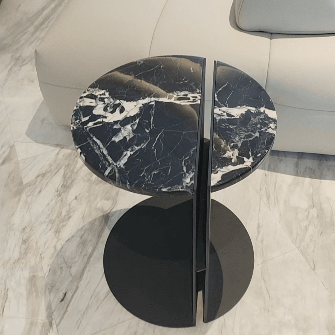 5109601-2A4-雷恩边几-φ400*H500-大理石+铁艺坐底 客厅圆形 家用