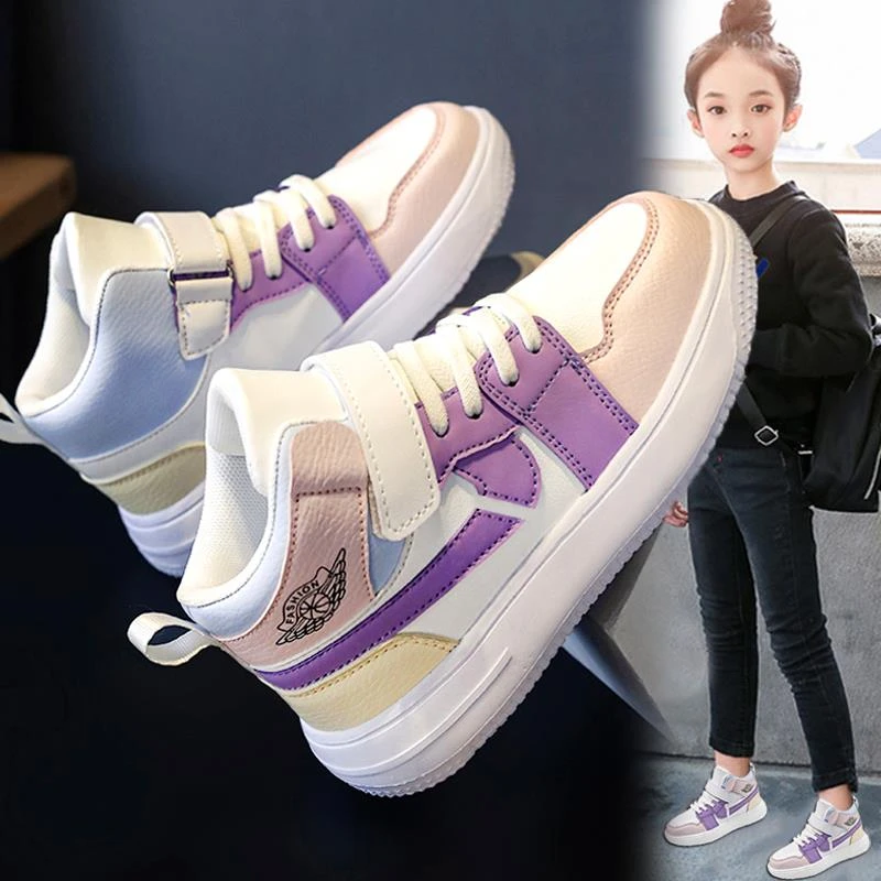 安踏流行断码童鞋女童2023新款秋冬季儿童运动鞋高帮中大童女孩皮