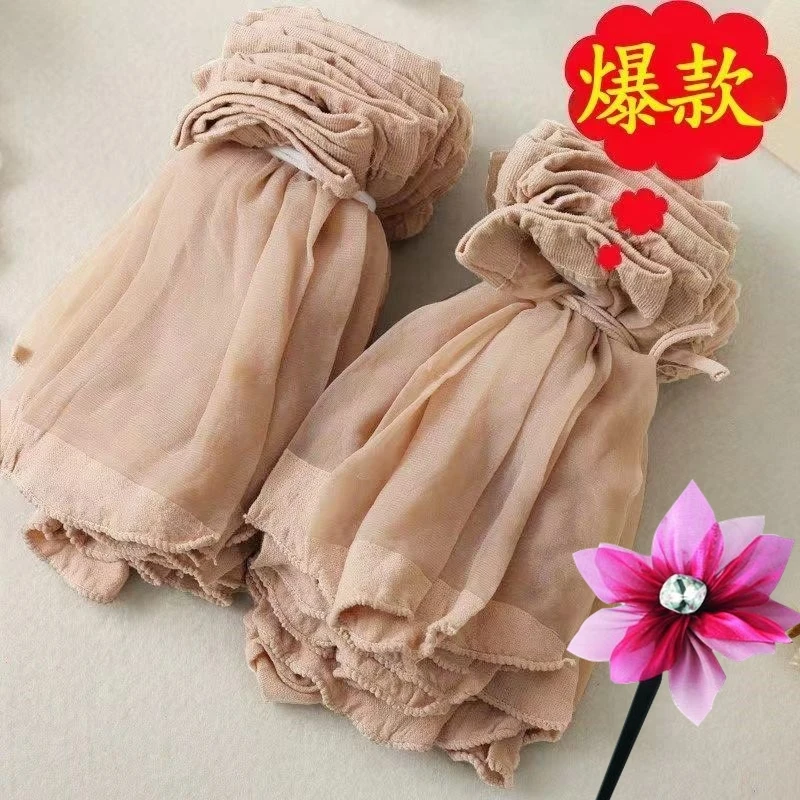 袜女士防勾丝夏季超薄隐形水晶肉色包芯丝钢丝面膜袜子薄款短丝袜