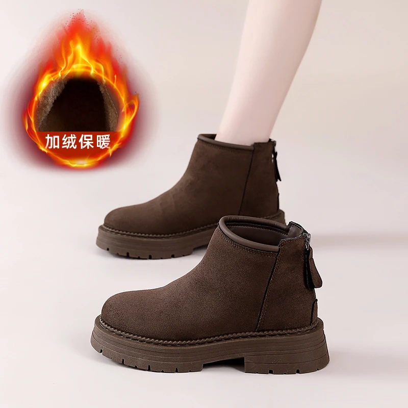 【单里/加绒】马丁靴女复古高帮短靴加绒棉鞋2024冬季新款厚底女鞋