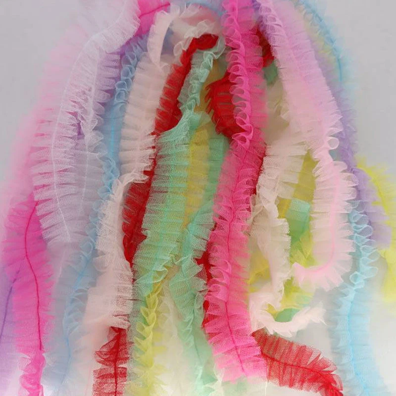 《买一送一》3cm网纱鱼骨花边饰品头饰头箍花环辅料装饰褶皱花边