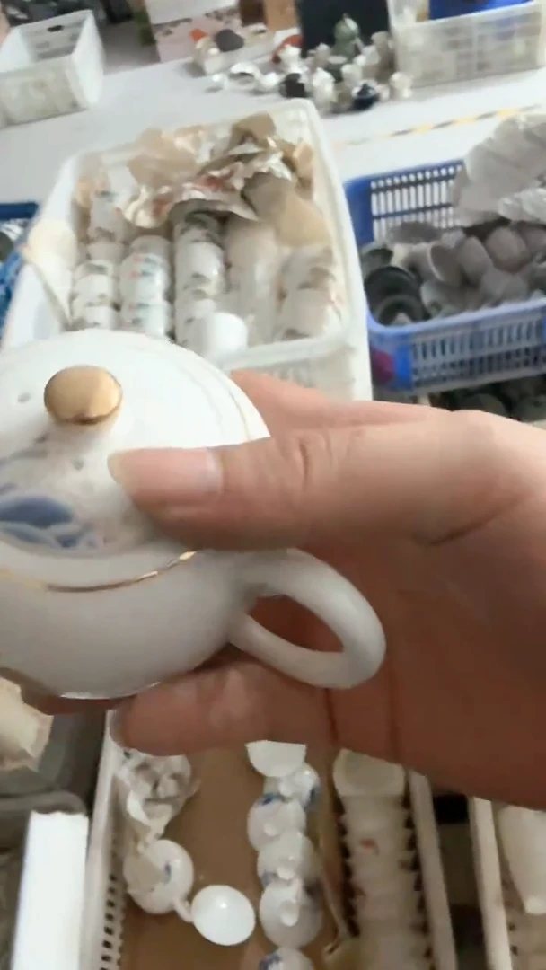 【闪购商品】羊脂玉瓷茶具茶壶海浪
