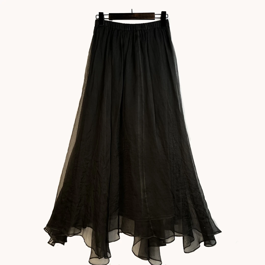 2023爆款中长款夏天显瘦a字裙纱裙024