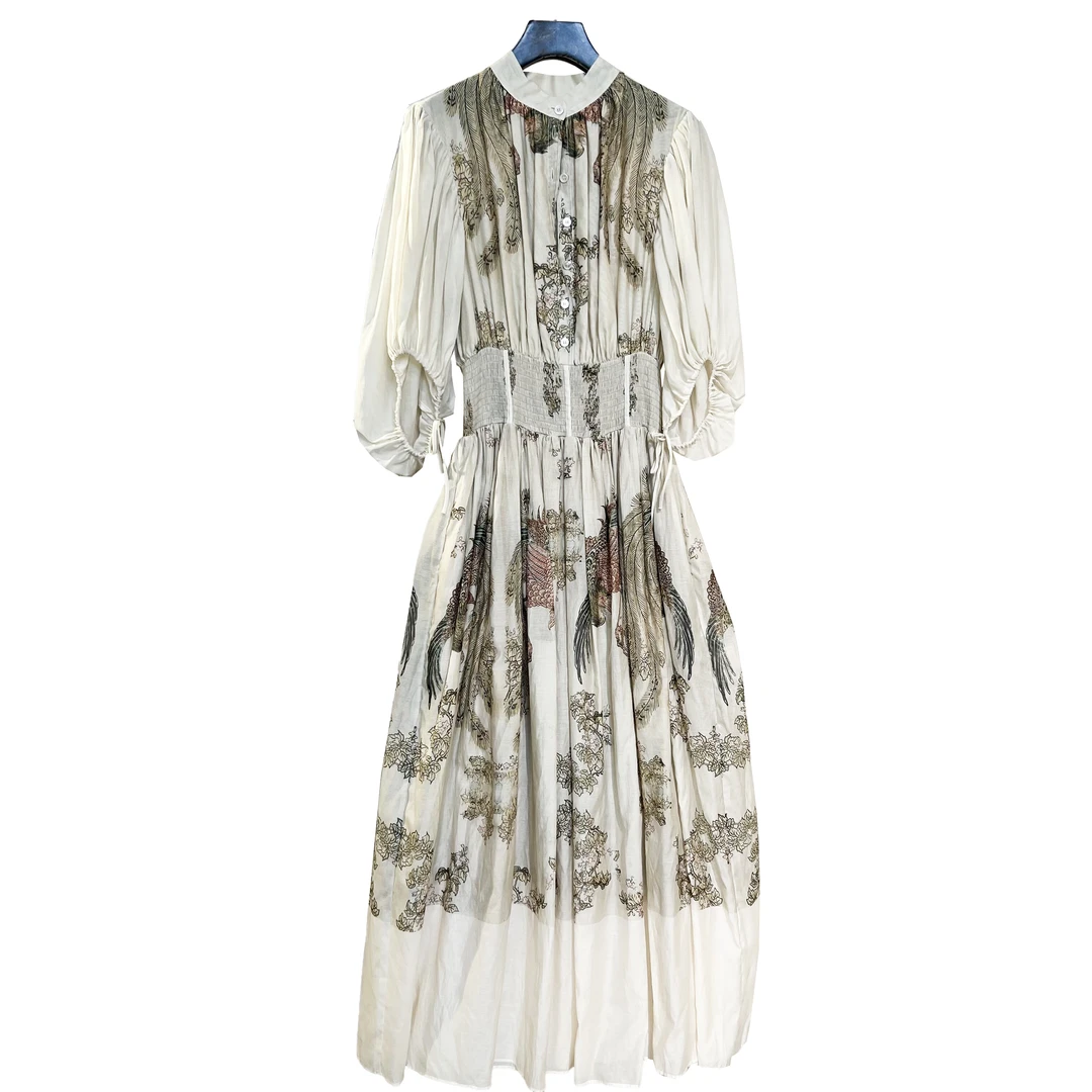 【设计师原创】凤凰图收腰连衣裙028