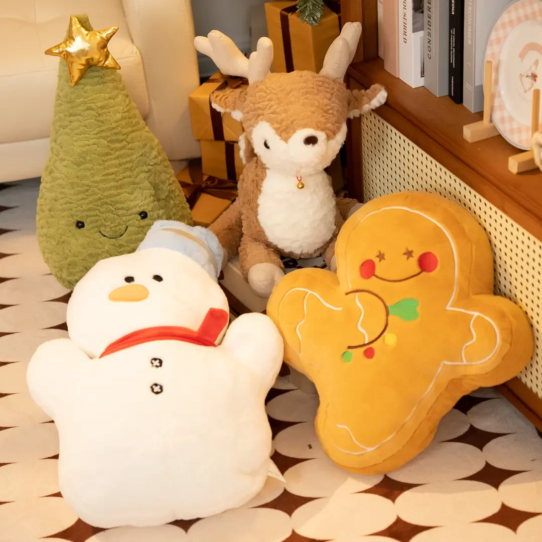 圣诞树姜饼人雪人麋鹿毛绒玩具 圣诞玩偶礼物儿童圣诞公仔抱枕