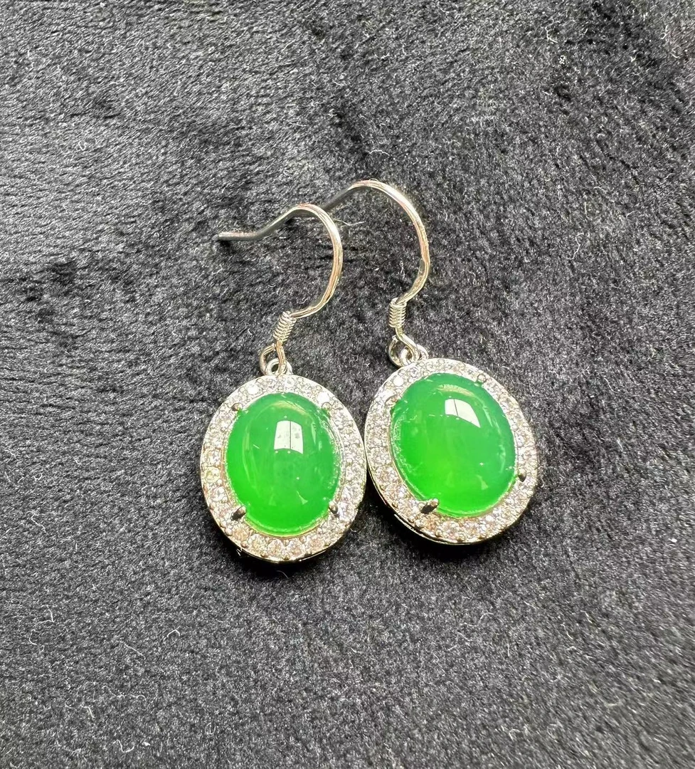 【小女王珠宝】爆款清仓纯天然玉石鸽子蛋耳坠卡12白银色耳针