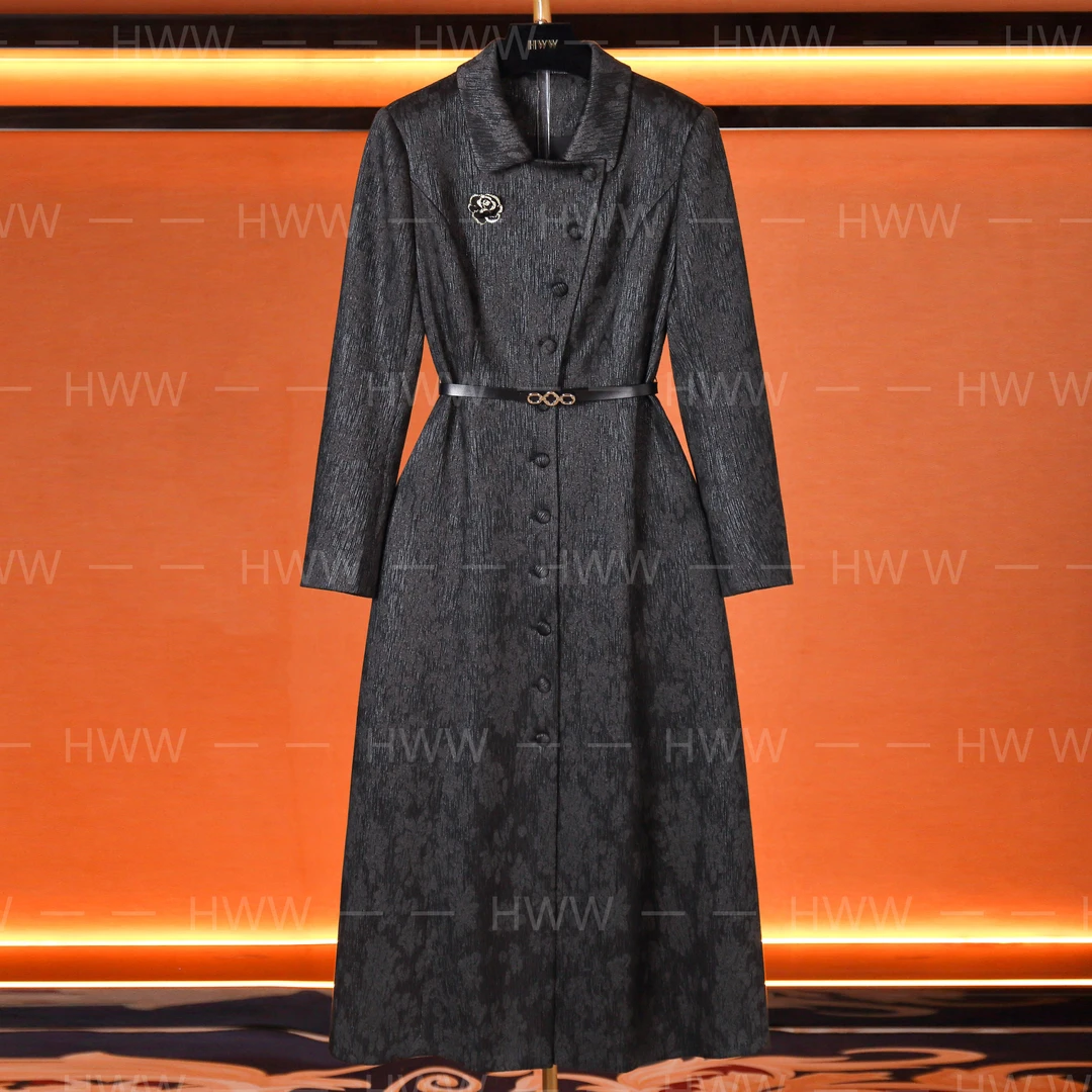 HWW轻奢设计师女装连衣裙优雅气质修身时尚收腰连衣裙DHZHJ404609