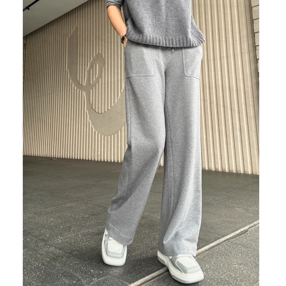 AMASS/阿玛施显瘦新款运动百搭松紧腰垂感细闪直筒休闲裤/5100386