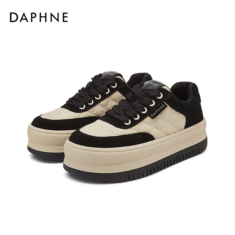 Daphne/达芙妮厚底板鞋女款2023新款夏季系带女鞋休闲百搭运动鞋