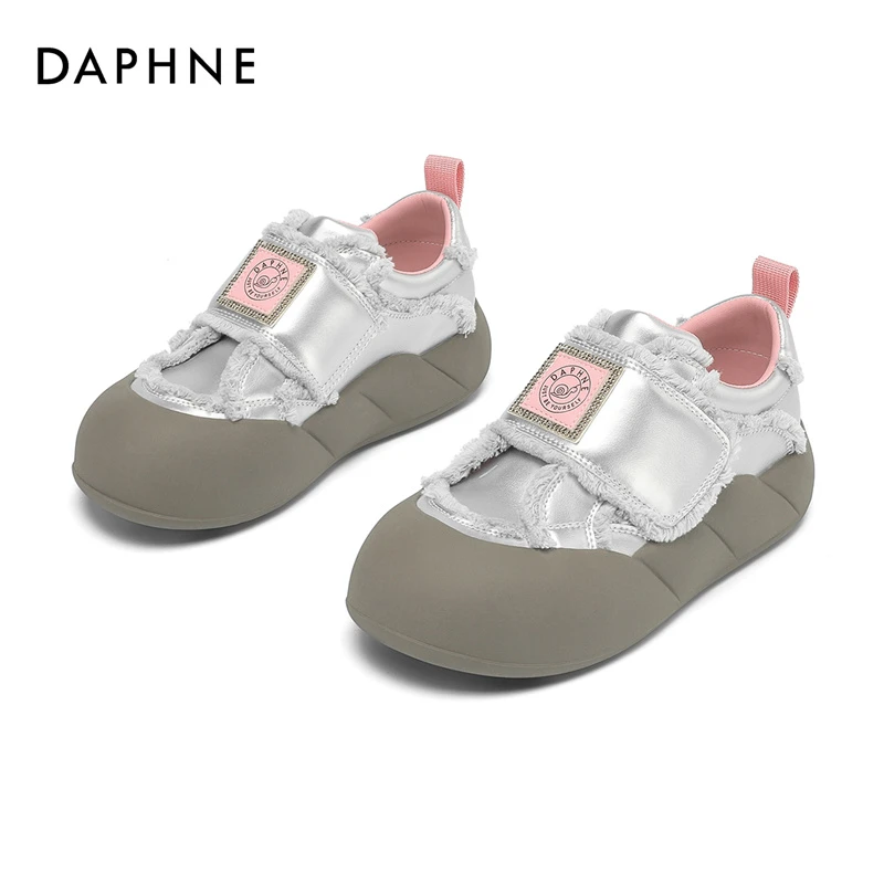 Daphne/达芙妮魔术贴丑萌面包鞋2023新款秋厚底松糕鞋休闲运动鞋