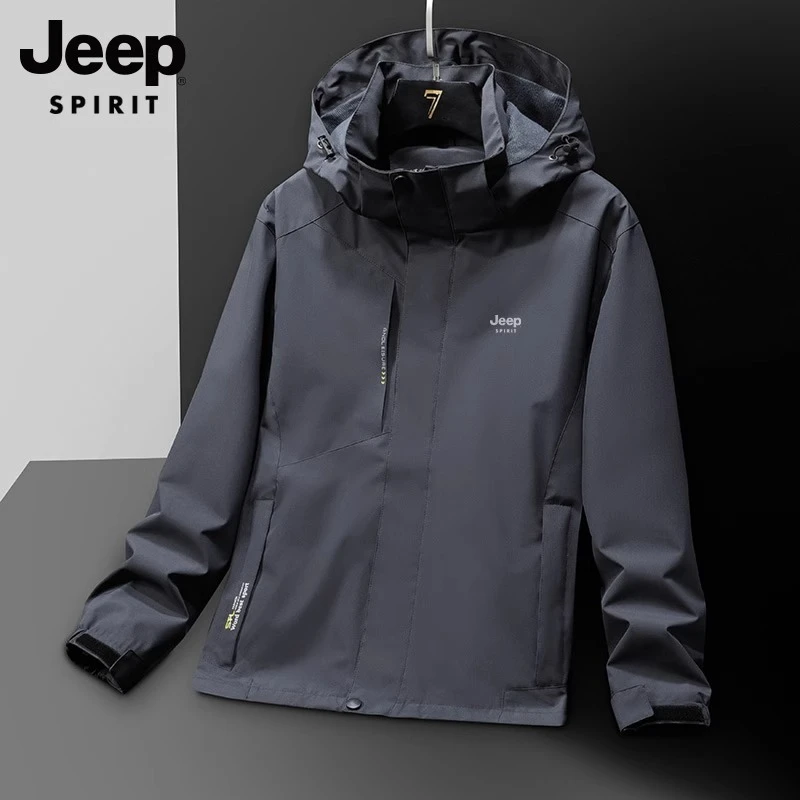 JEEP SPIRIT吉普休闲男外套冲锋保暖户外防风防水春秋季情侣薄款