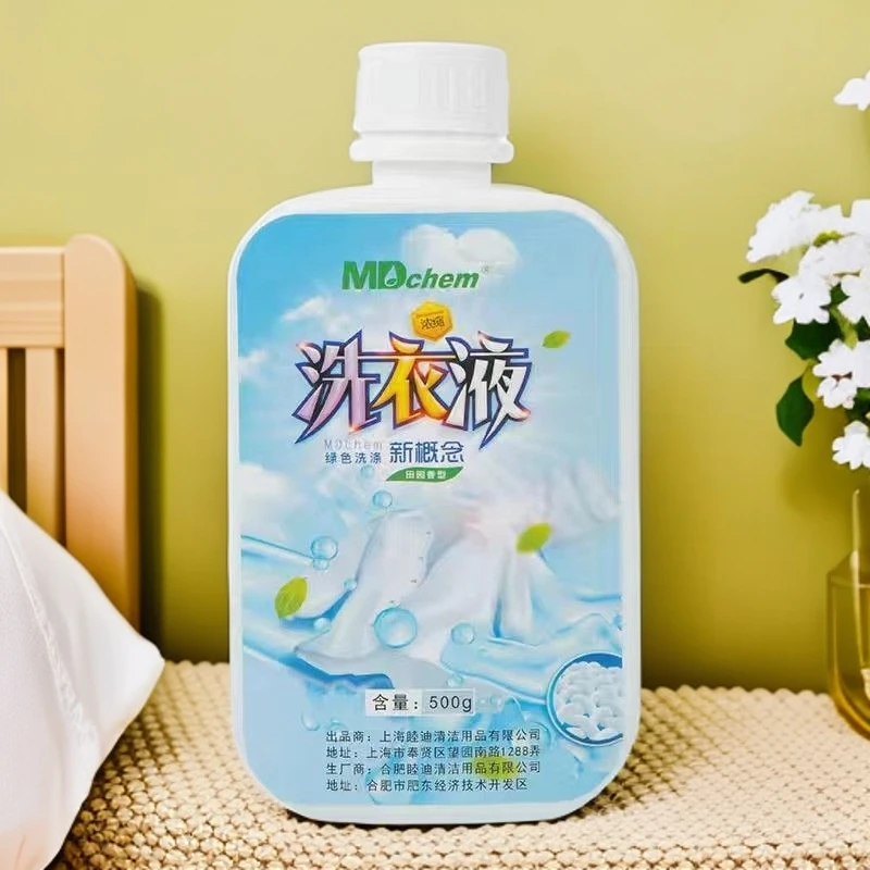 睦迪500克洗衣液白兰香国标20%去血油污增白艳1瓶洗净200斤衣物