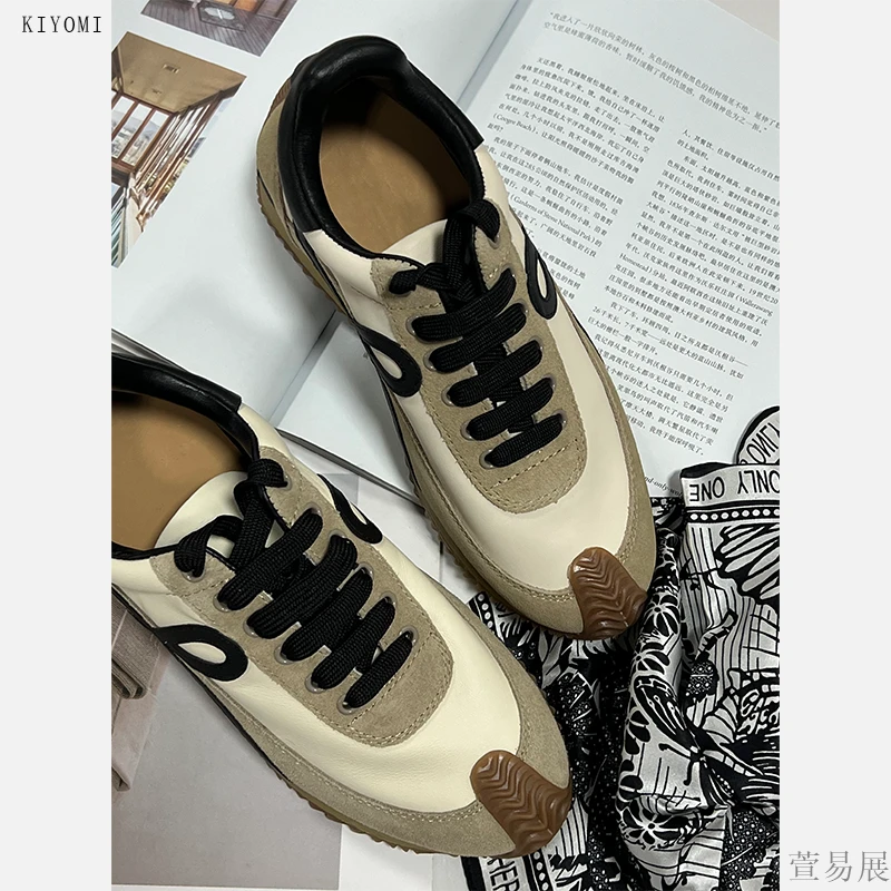 伊诺-轻奢真皮牛皮休闲时尚百搭复古拼色系列厚底休闲鞋