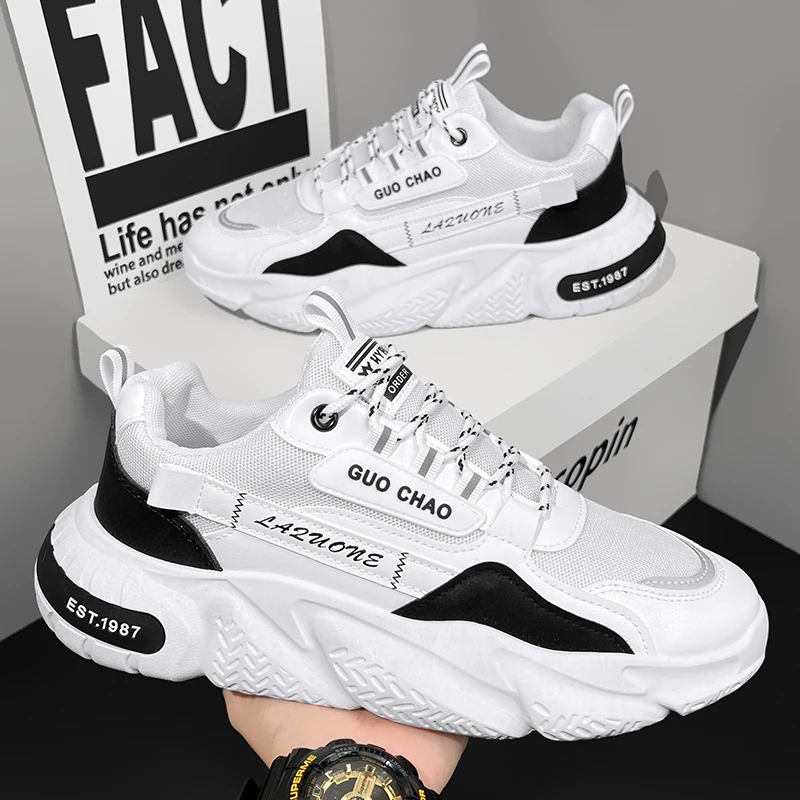 【正品】啄木鸟爆款夏季网面透气男士运动休闲厚底增高潮牌老爹鞋