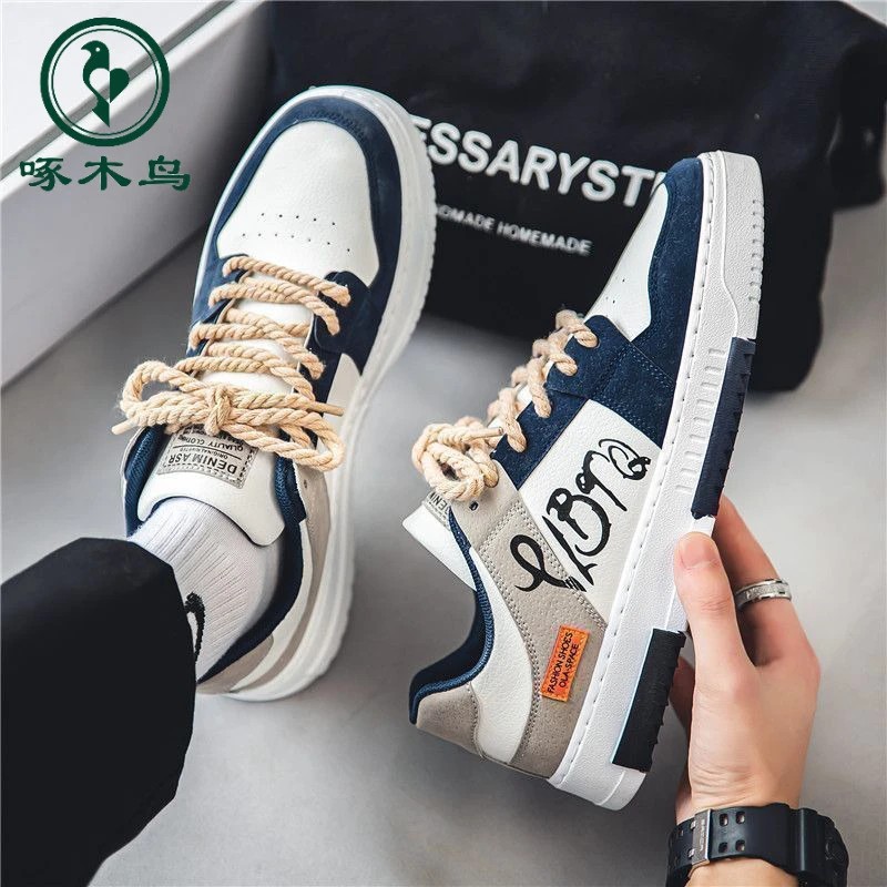 【正品】啄木鸟男鞋2024夏季新款鞋子男款运动休闲板鞋一脚蹬皮鞋