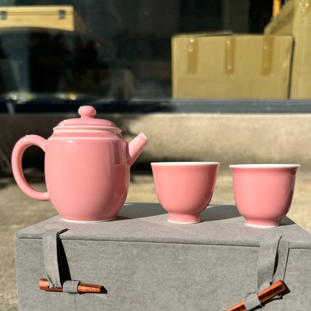 【福利套组】桃红色秋水壶套装手工女士专用壶