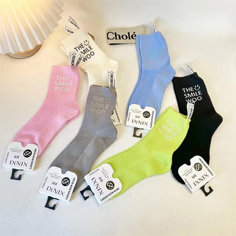 【思思推荐】—ins风棉质超薄’字母堆堆袜’运动袜百搭成人潮袜