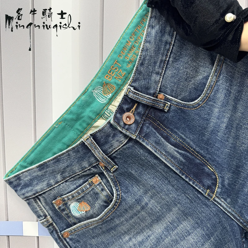名牛骑士2024年秋冬厚款高端男士牛仔裤百搭显高显瘦修身小直筒裤