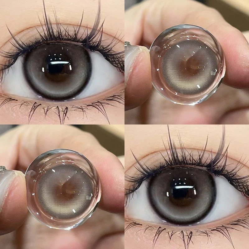 OVOLOOK半年抛高光奶油灰色美瞳学生隐形眼镜日常温柔大直径正品