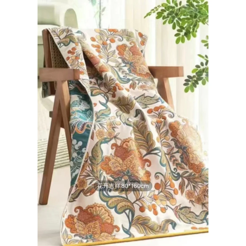 新式宽边直角款 中国风纯棉纱布沙发巾毯成人家用加厚加大