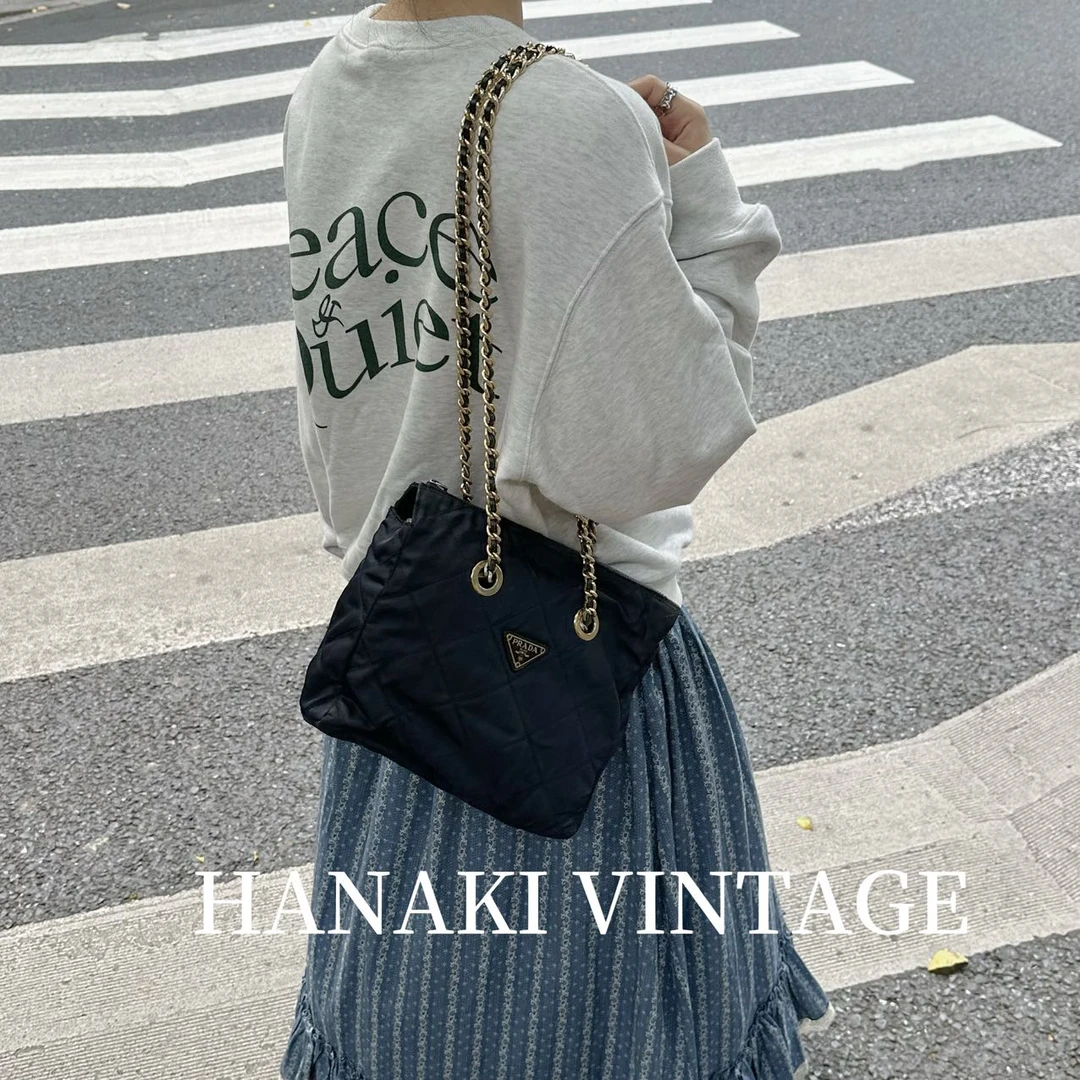 95新 Prada/普拉达 花绮二店/Prada蓝金菱格小号降落伞/95新