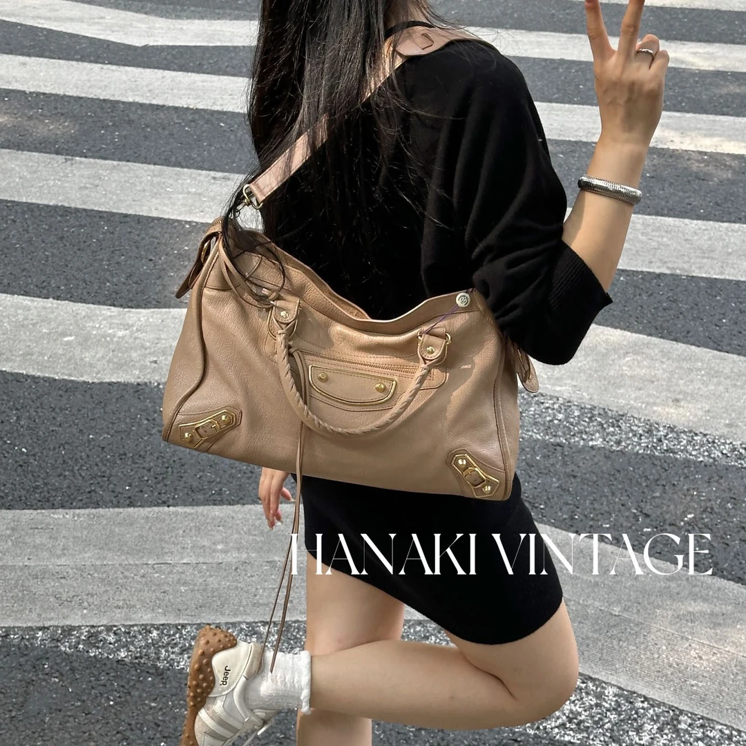 95新 Balenciaga/巴黎世家 花绮中古/巴黎世家中号City机车单肩包