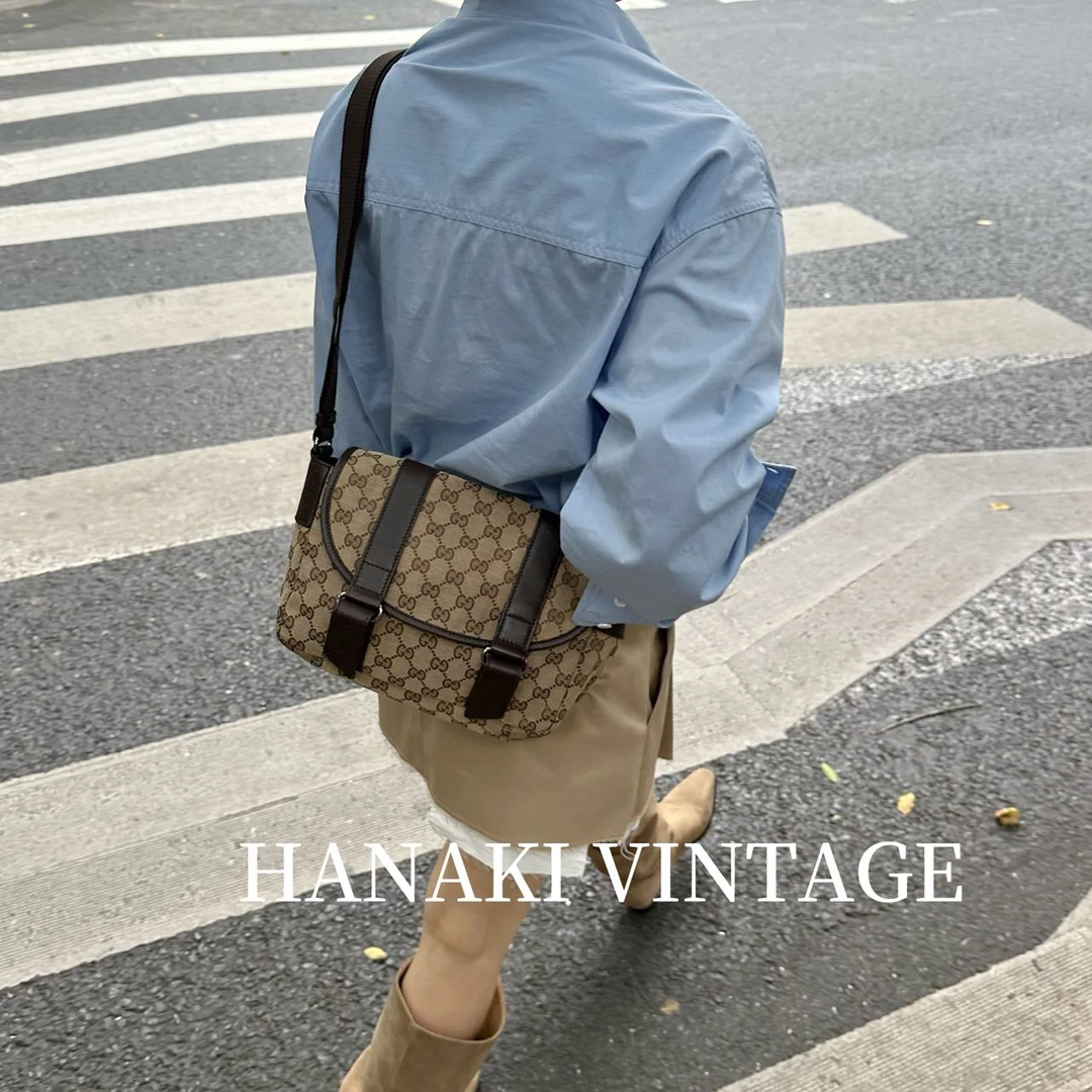 95新 GUCCI/古驰 花绮二店/Gucci老花双眼邮差包/95新