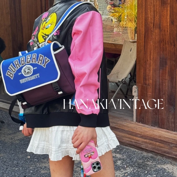 全新未使用 BURBERRY/博柏利 花绮中古/巴宝莉拼色双肩包/95新
